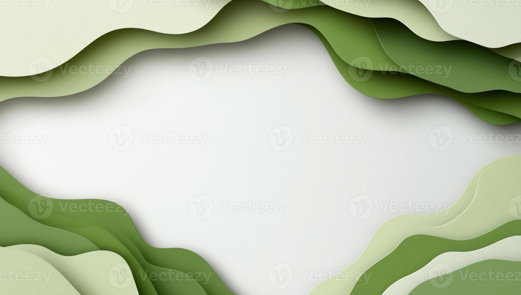 Green paper cutout of a mountain with a white background photo