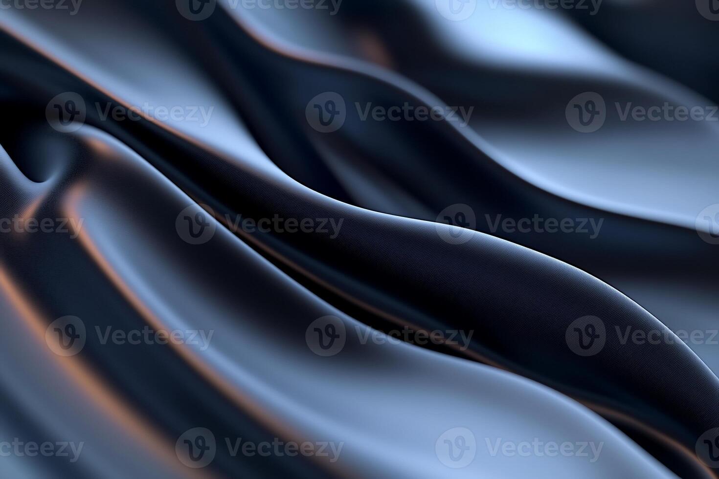 Abstract dark blue fabric waves, luxury silky textile texture. photo