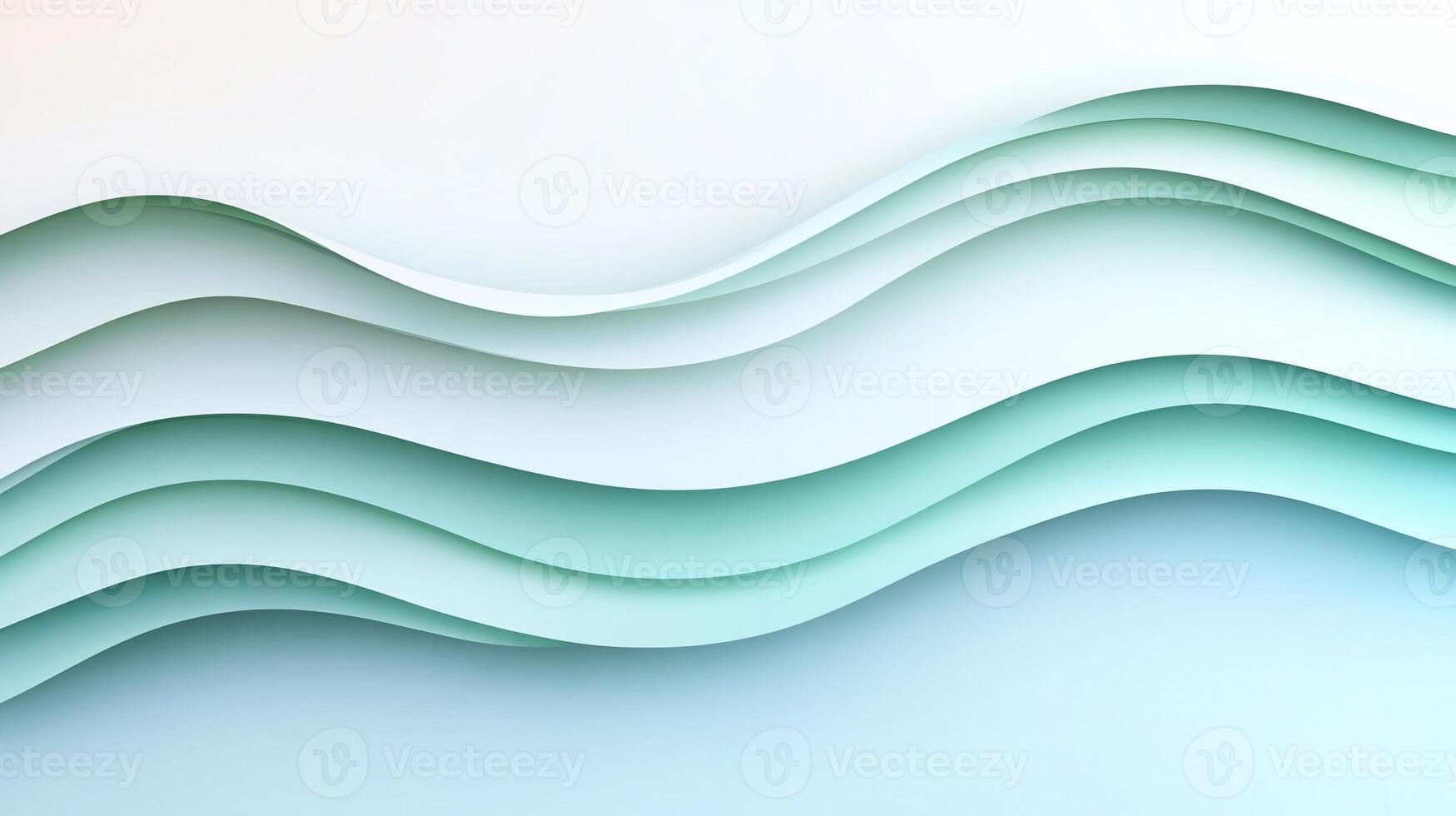Abstract wavy layers in teal and white. photo