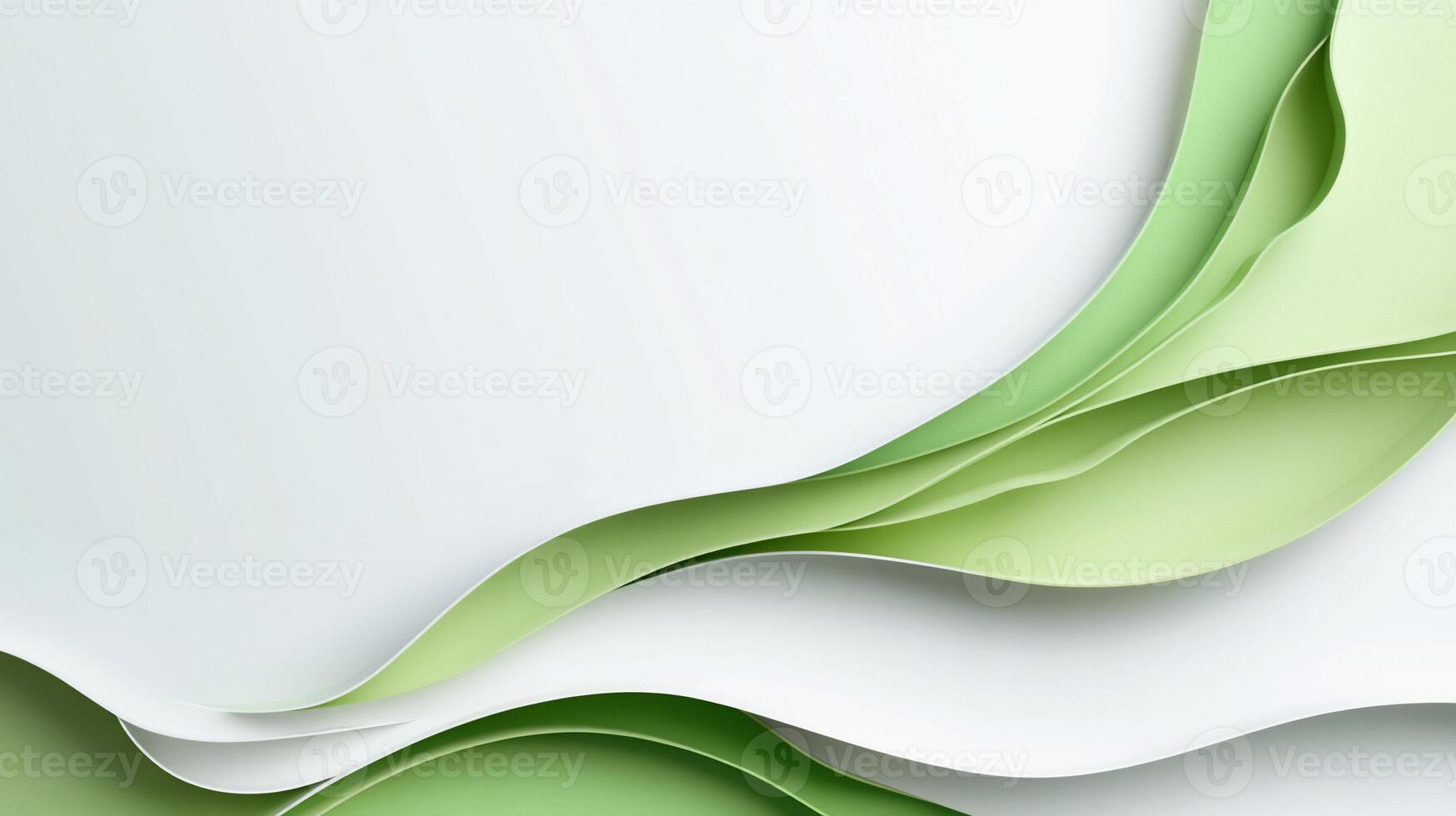 Abstract green and white paper waves background. photo