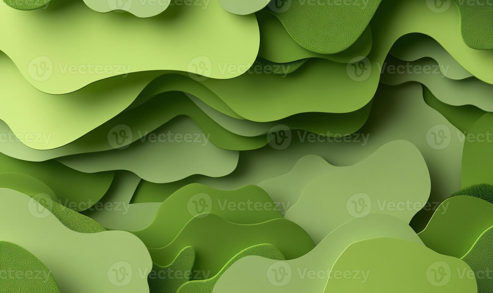 Abstract green layered paper cut background. photo