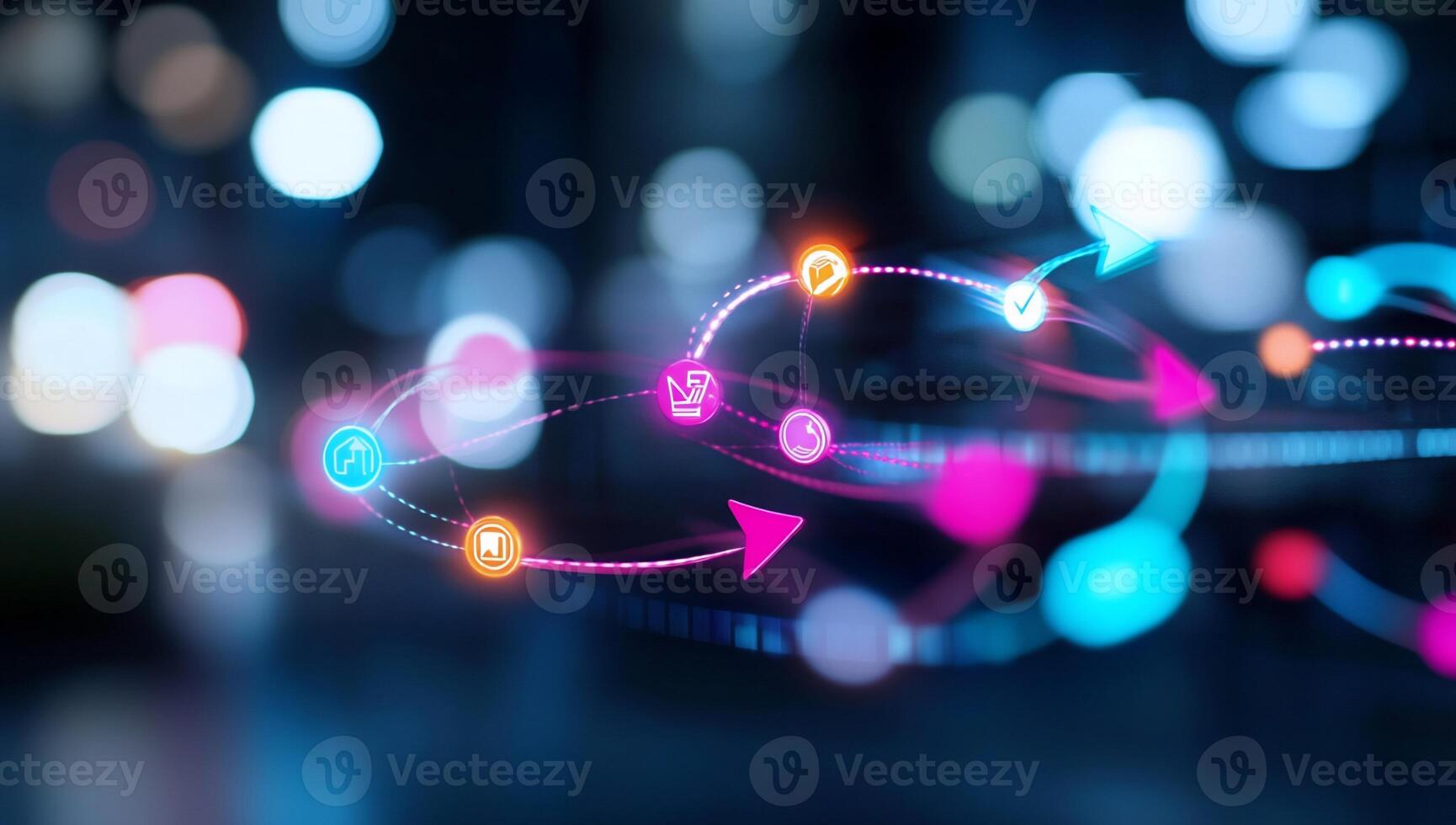 Abstract network glowing connections. photo