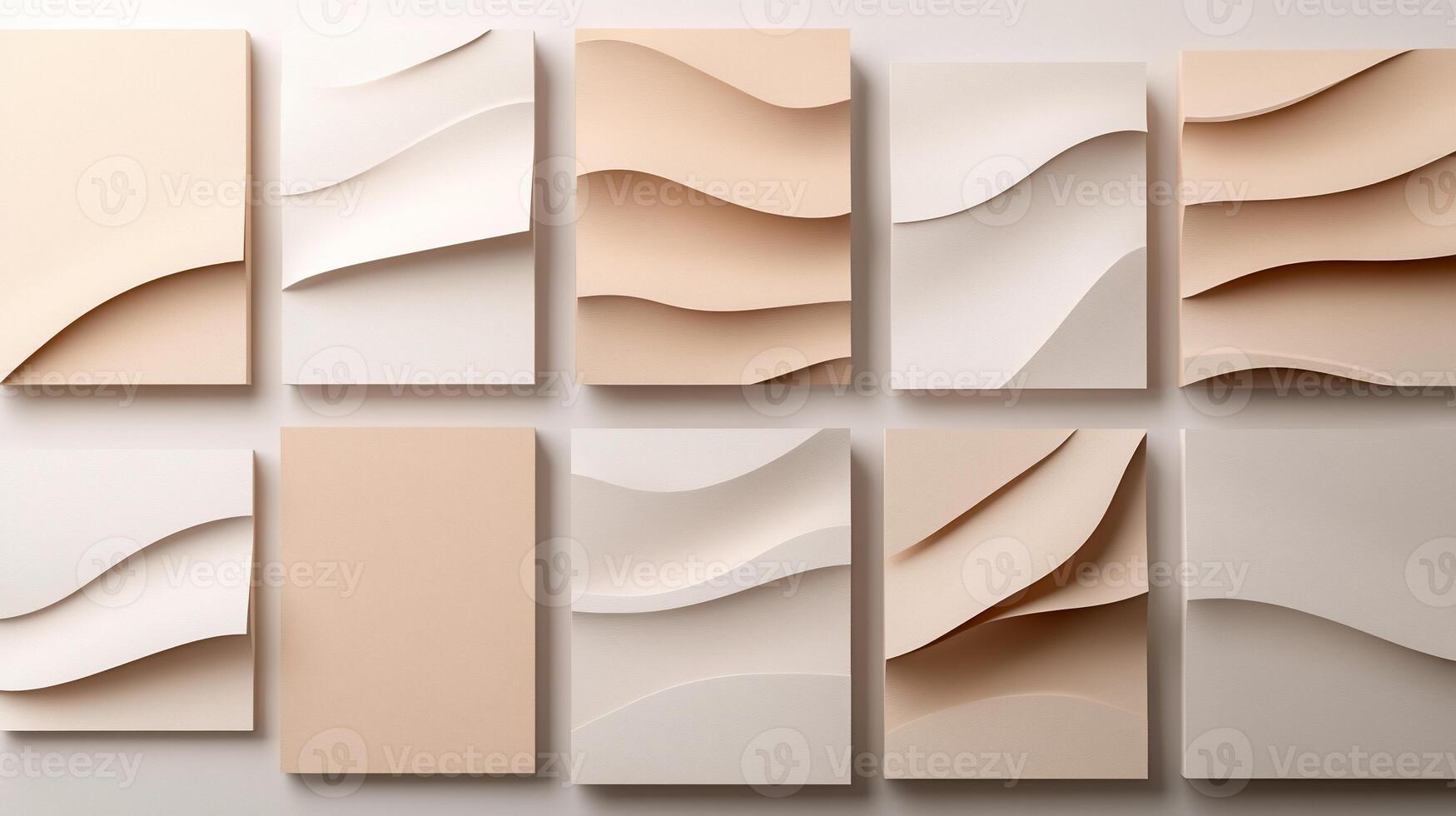 Abstract beige and white wave patterns in squares. photo