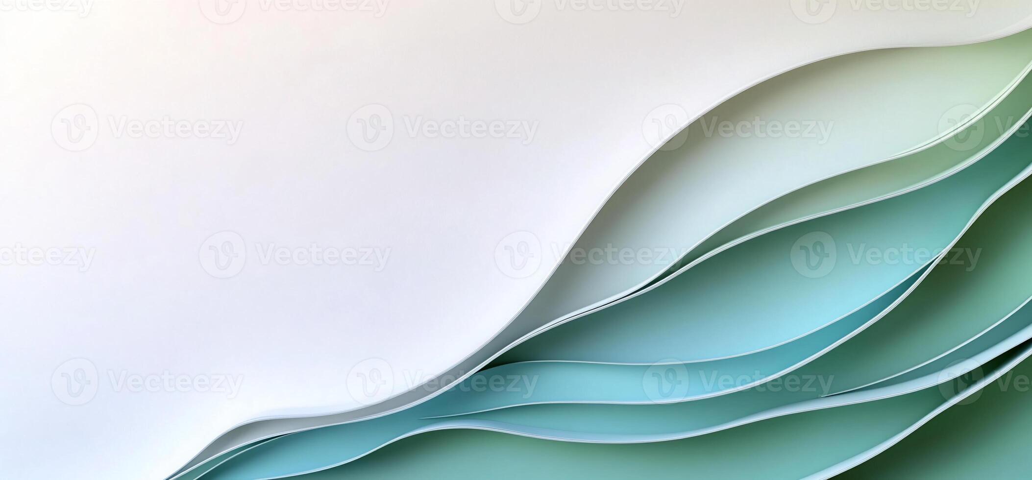 Abstract wavy layers of pastel teal and white. photo