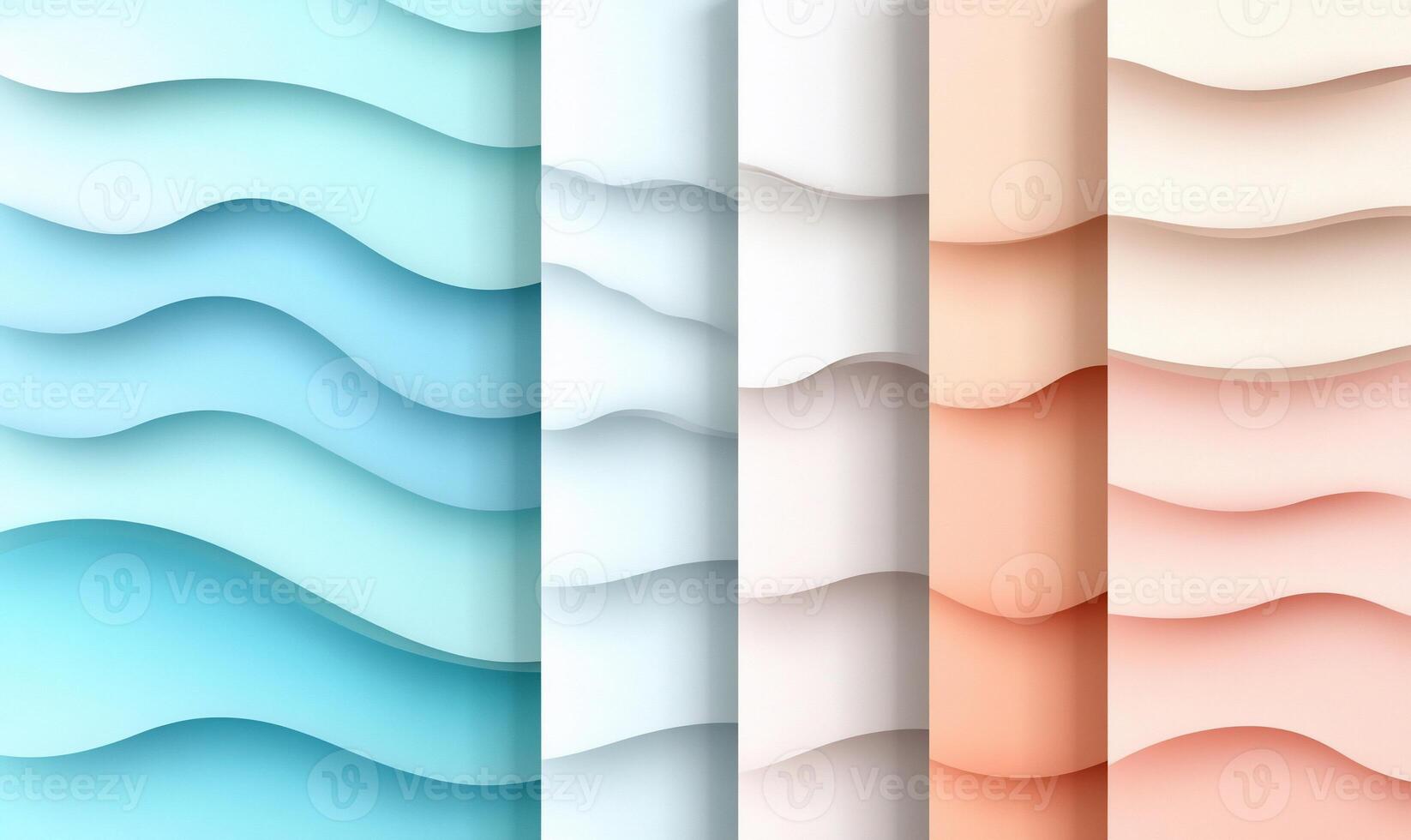 Abstract wavy layered pastel color papercut background. photo