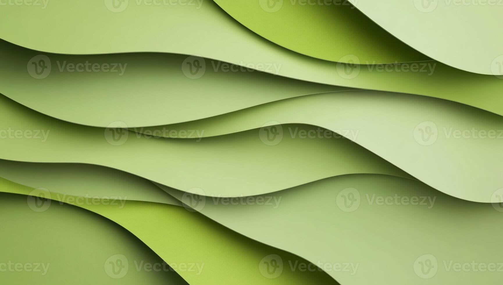 Abstract green wavy paper background. papercut photo
