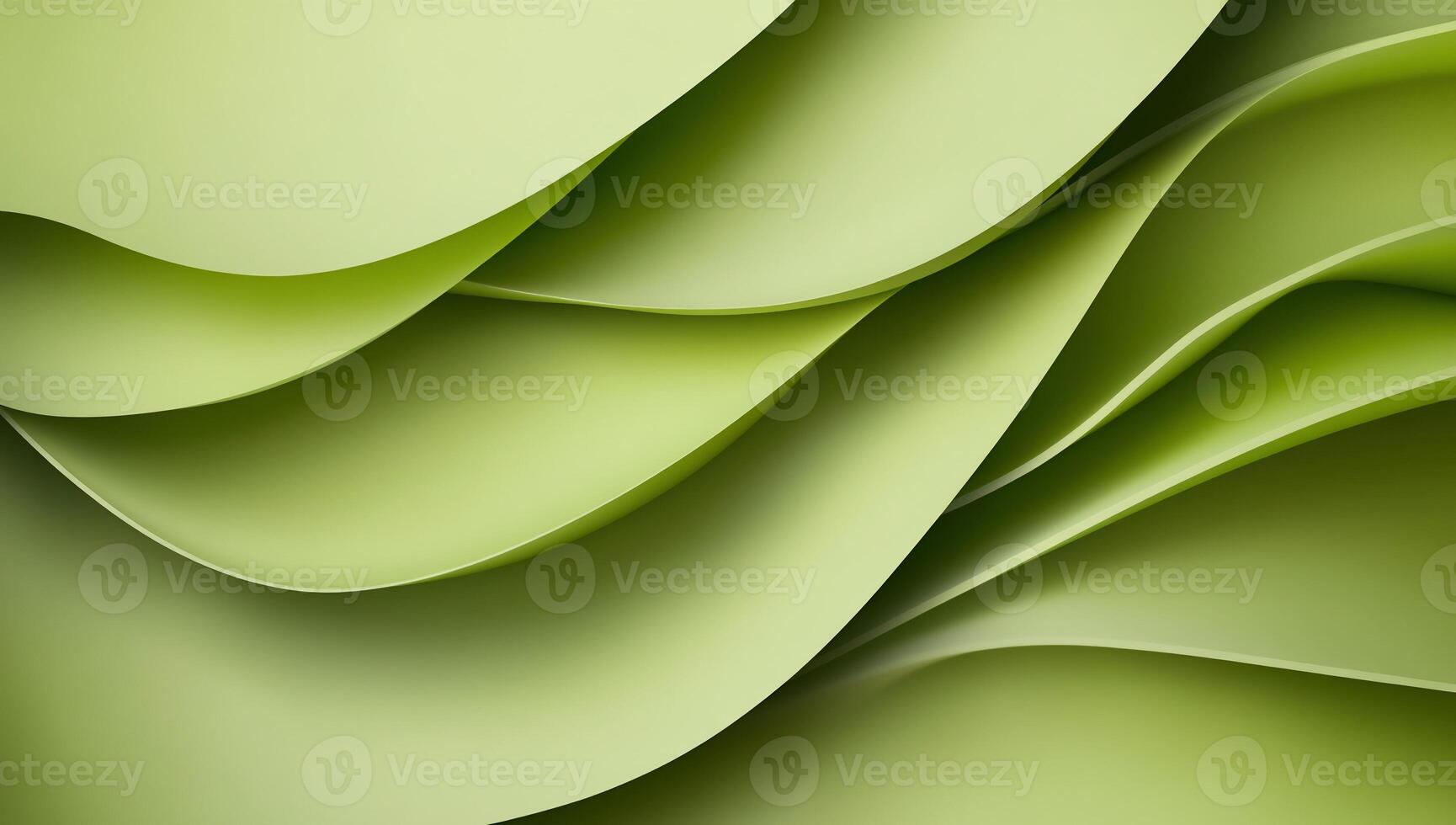 Abstract green wave layers background. papercut photo