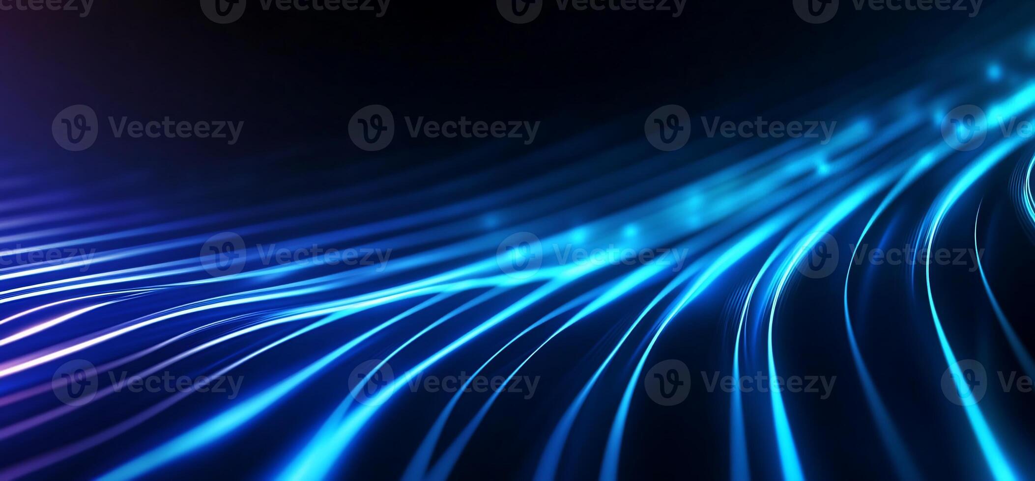 Abstract glowing blue lines flowing in dark background. photo
