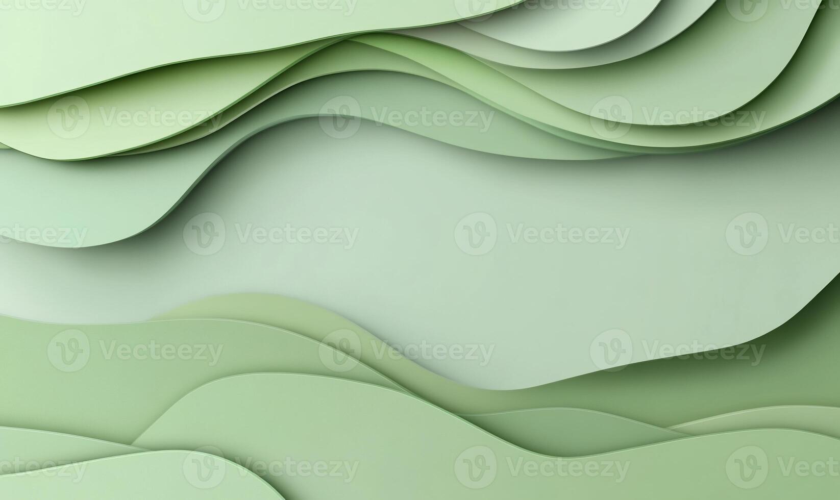 Abstract green layered wavy papercut background. photo