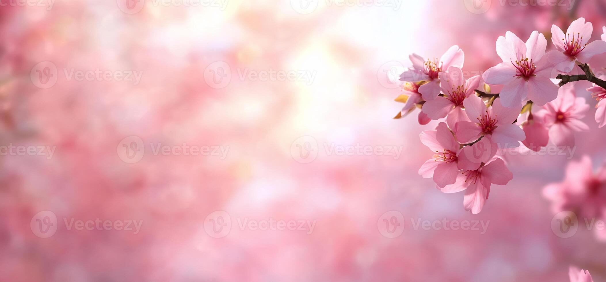 Delicate pink cherry blossoms on a softly blurred background. photo