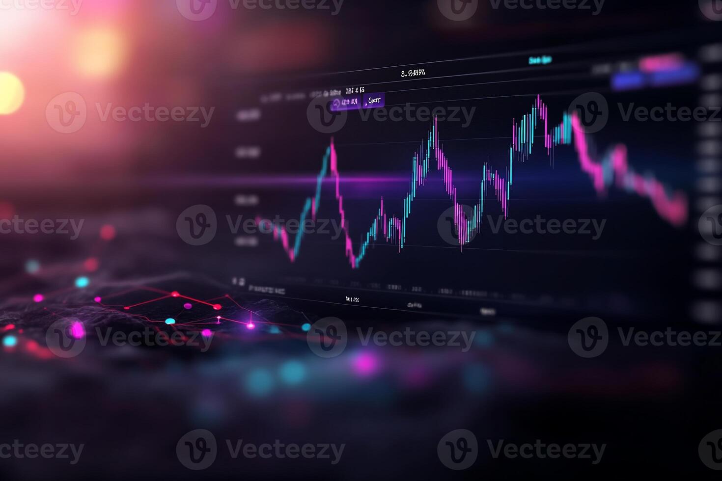 Stock market graph displayed on a screen with data visualization. photo