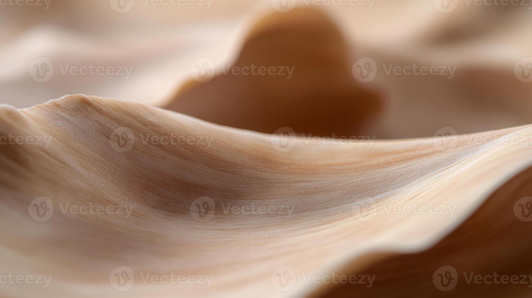 Close-up of a beige seashell's interior, showing texture and curves. photo