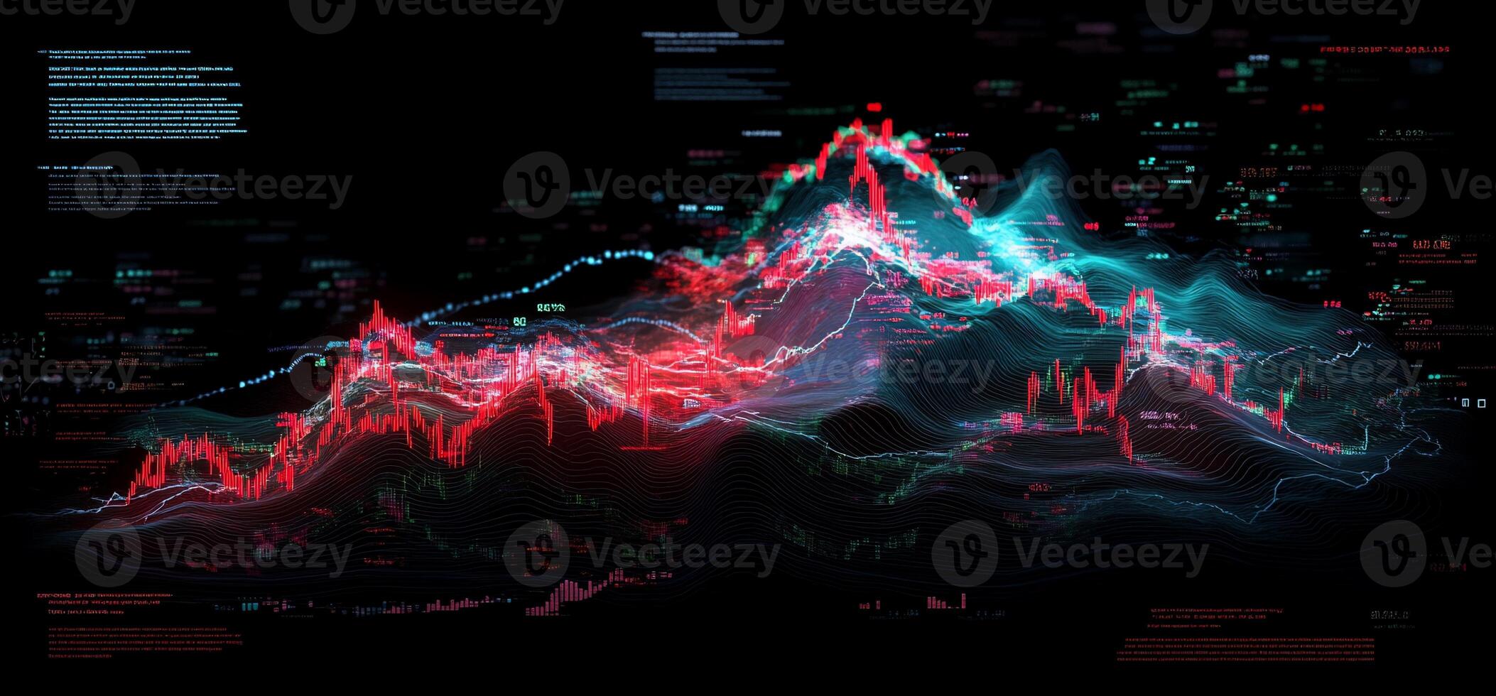 Abstract 3D stock market data visualization. photo