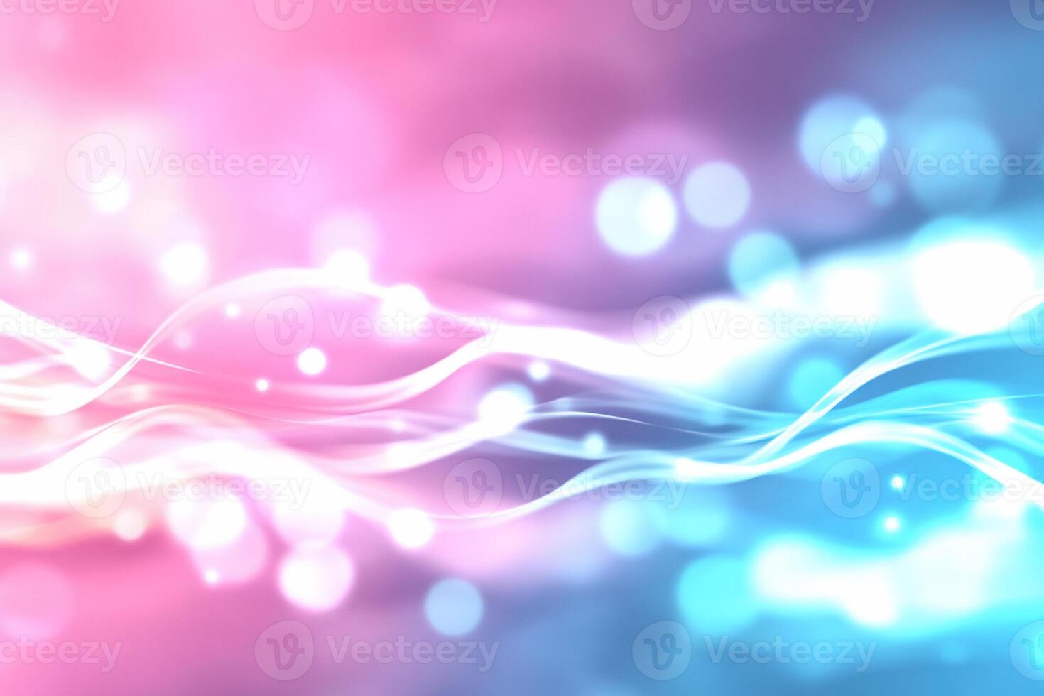 Abstract pink and blue glowing wave background with bokeh lights. photo