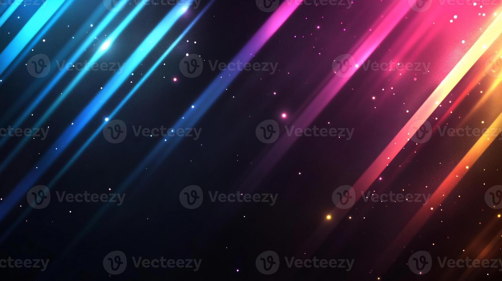 Abstract colorful diagonal light streaks on dark background. photo