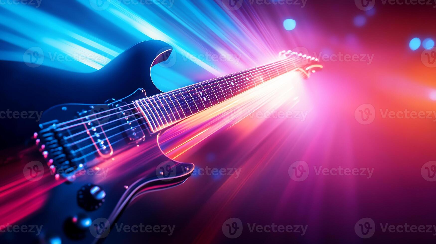 Electric guitar in vibrant light streaks. photo