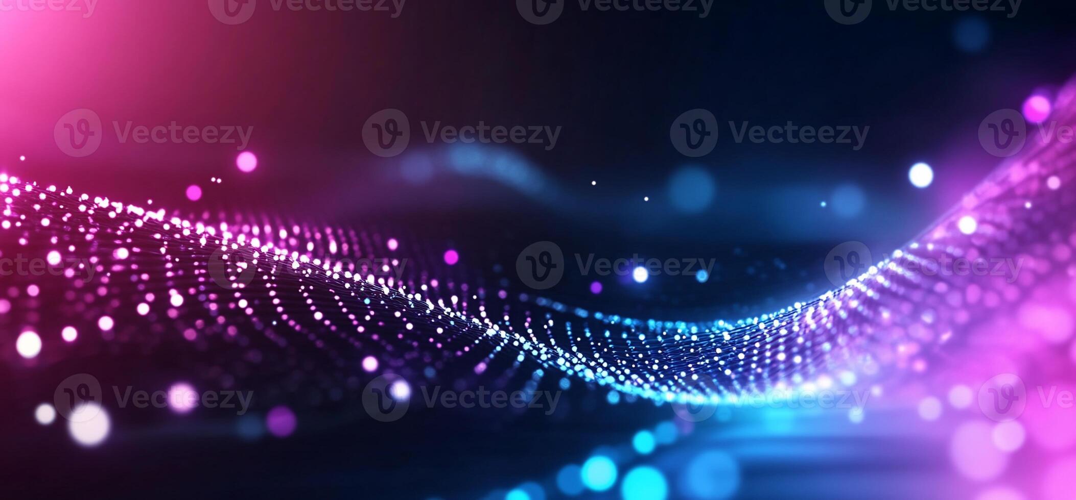 Abstract glowing wave of particles in pink and blue. photo