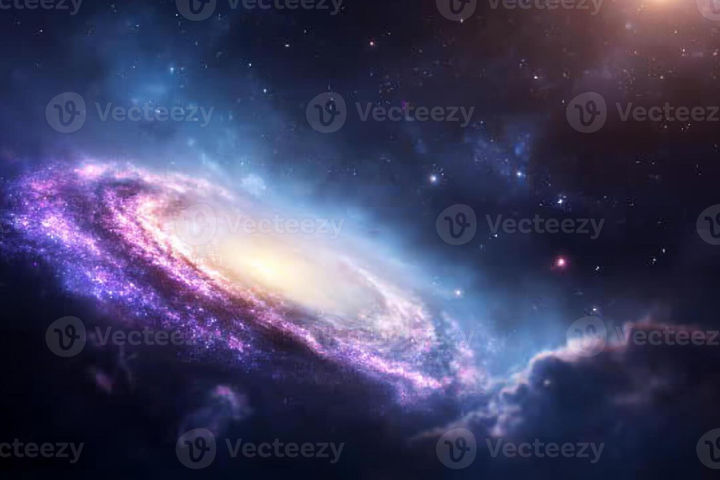Spiral galaxy in deep space with vibrant colors and cosmic dust. photo