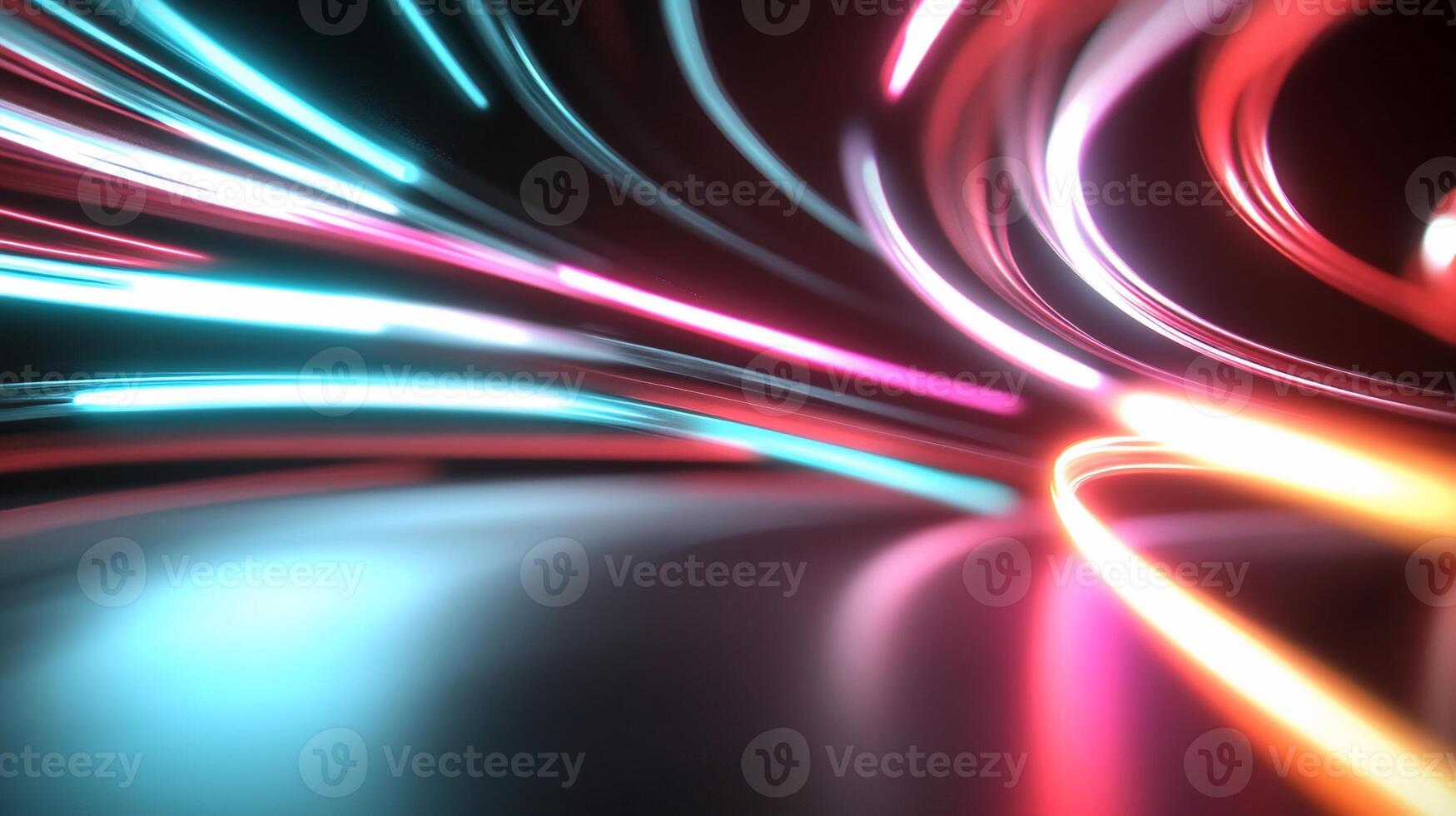 Abstract light trails, speed, motion, energy, vibrant colors. photo