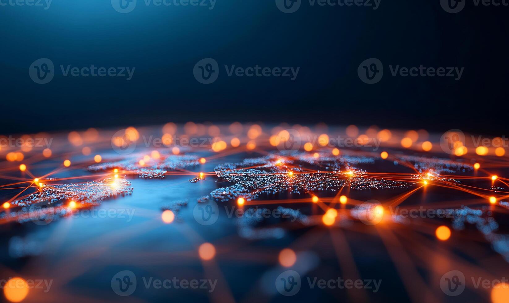 Global network connections illuminated on a digital earth. photo