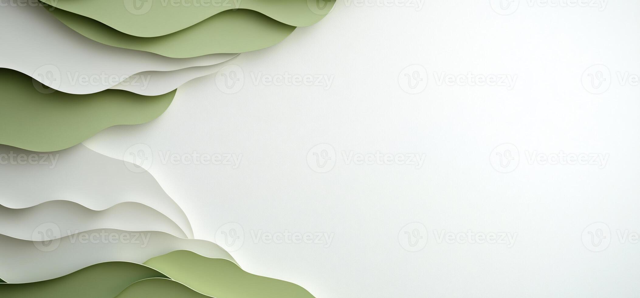 Abstract green and white paper cut design. photo