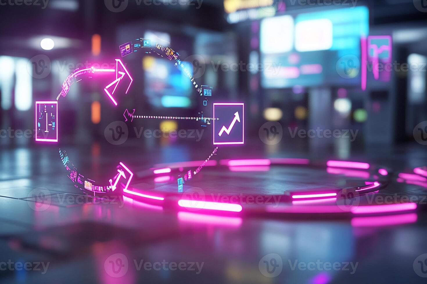Futuristic digital data exchange and growth. photo
