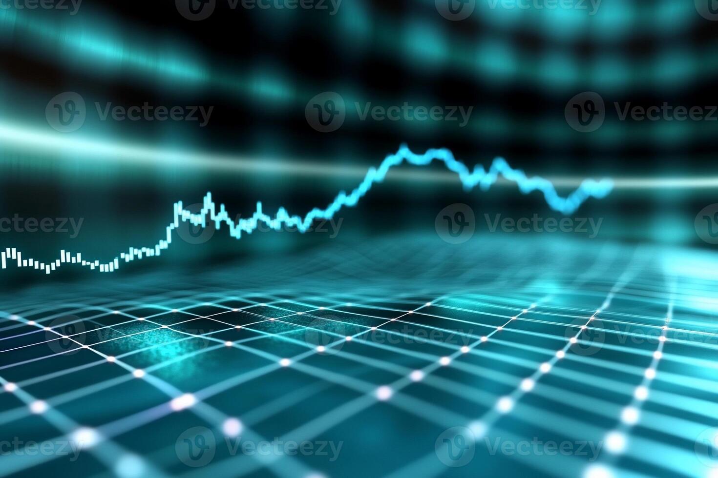 Abstract stock market graph showing growth on a digital grid. photo