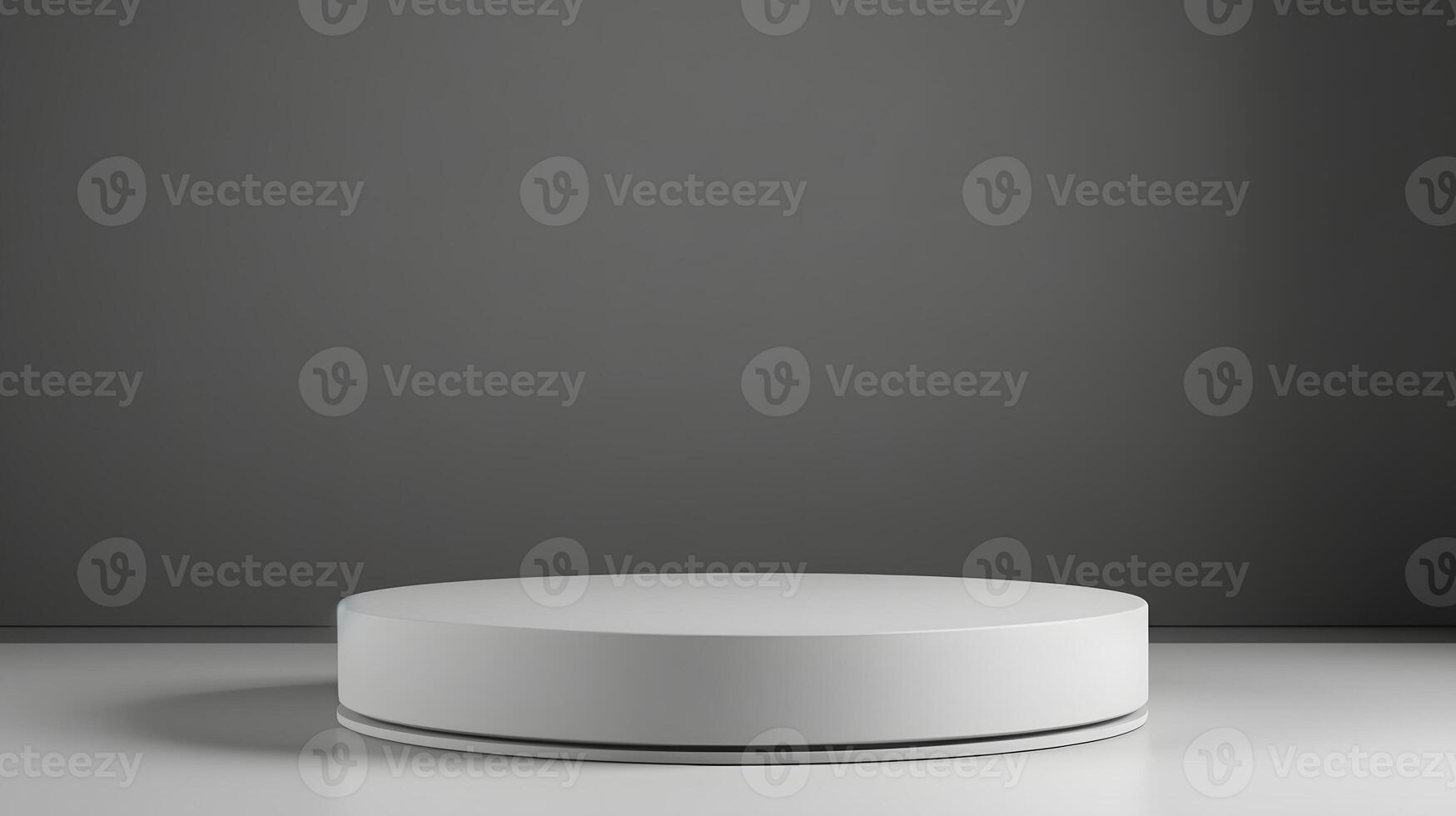 Round podium with white translucent back on gray background photo