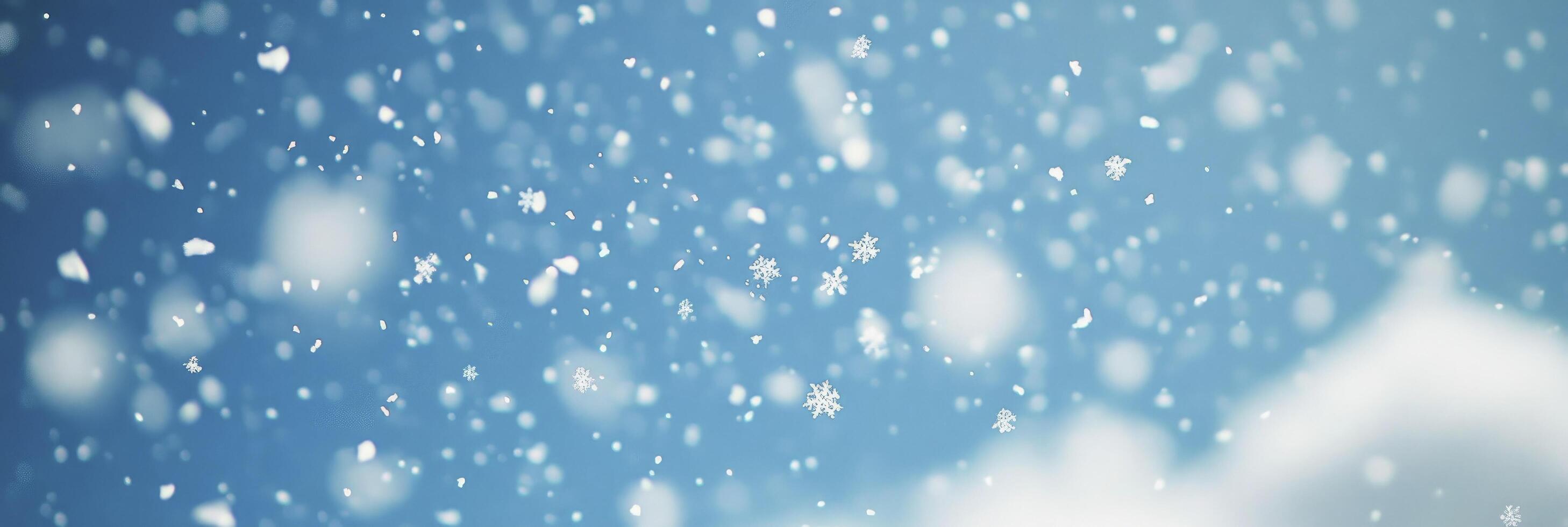 A snowflake is flying through the air, surrounded by other snowflakes photo