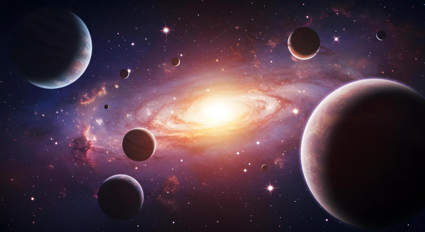 Cosmic Wonders A Galaxy of Planets and Celestial Bodies in Vibrant Hues photo