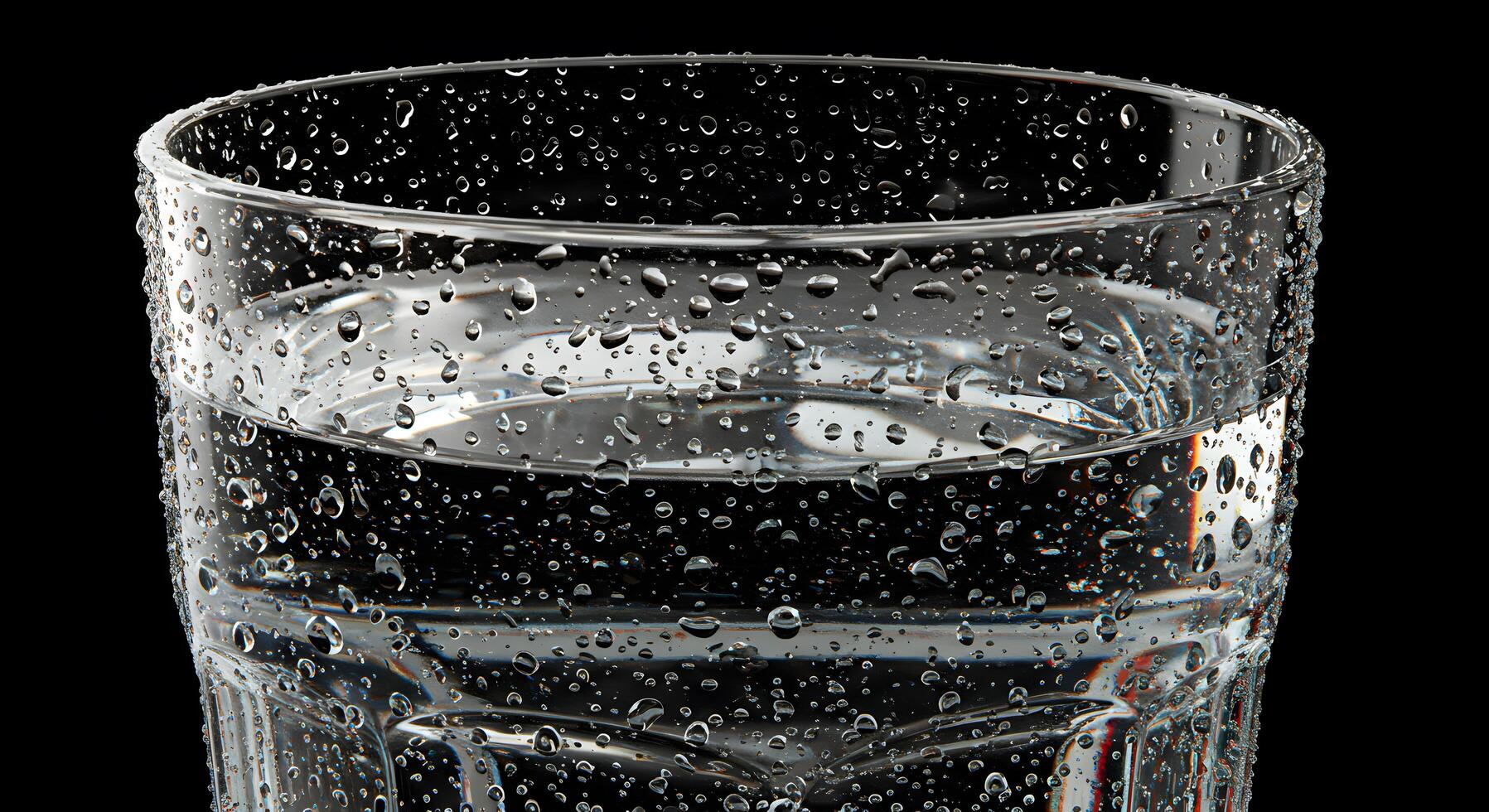 Close-up of a Glass of Water with Condensation Droplets on a Black Background A Refreshing Image photo