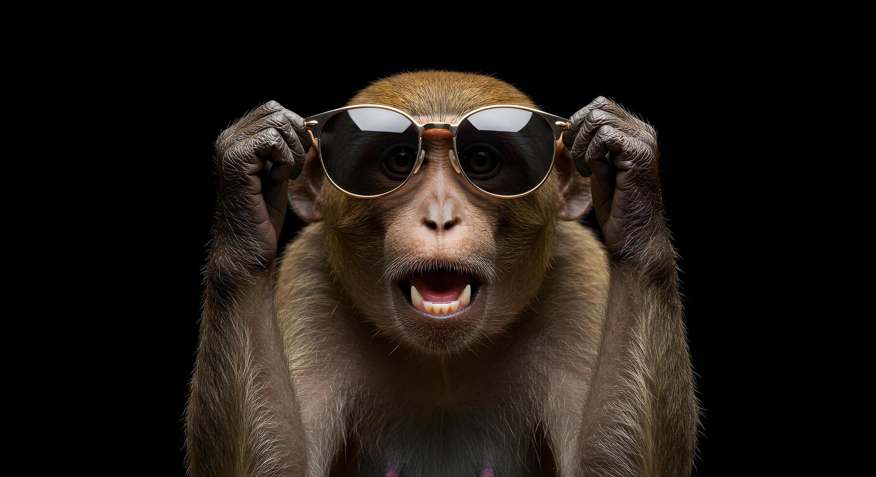 A Cool Monkey Wearing Sunglasses A Hilarious Portrait of a Primate photo