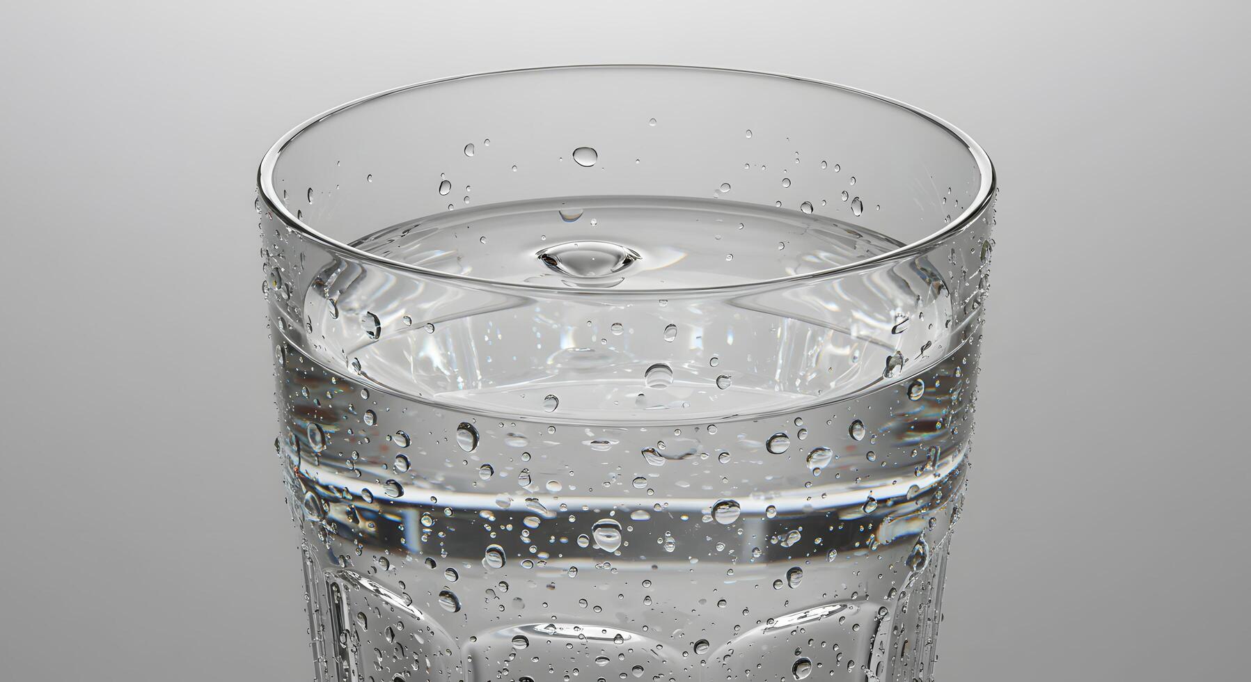 Closeup of a Glass of Refreshing Water with Condensation Droplets A Crystal Clear Image photo