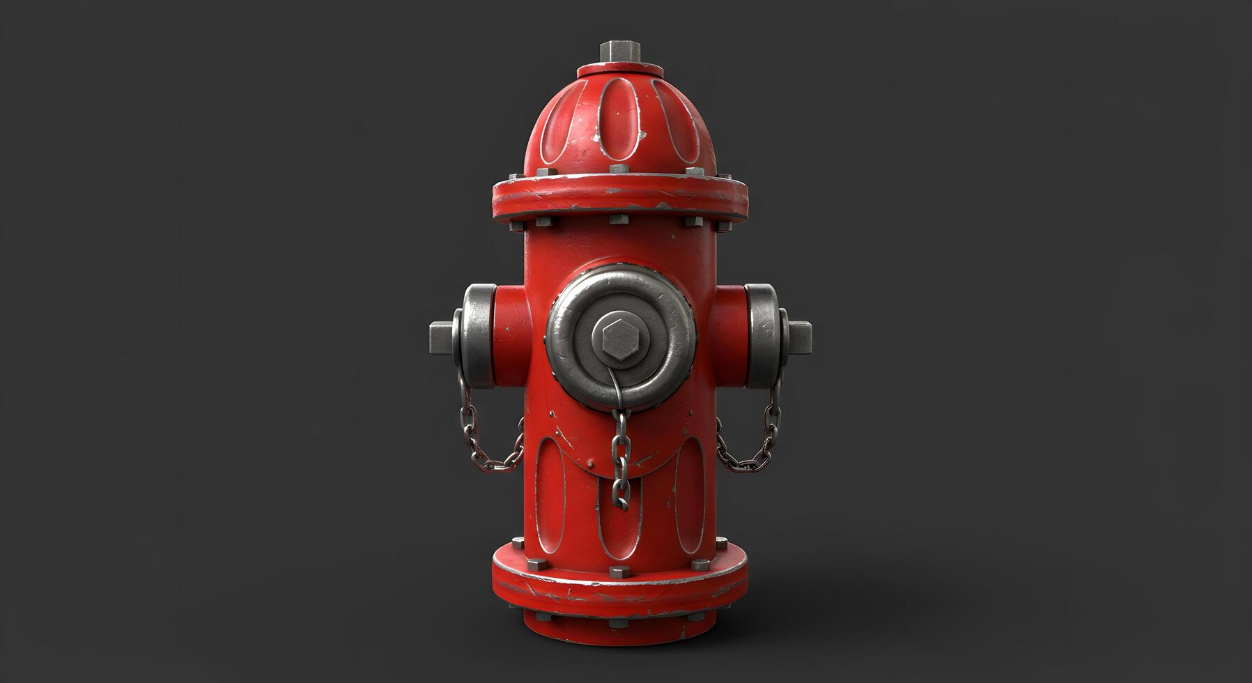 3D Render of a Weathered Red Fire Hydrant Against a Dark Background Studio Shot photo