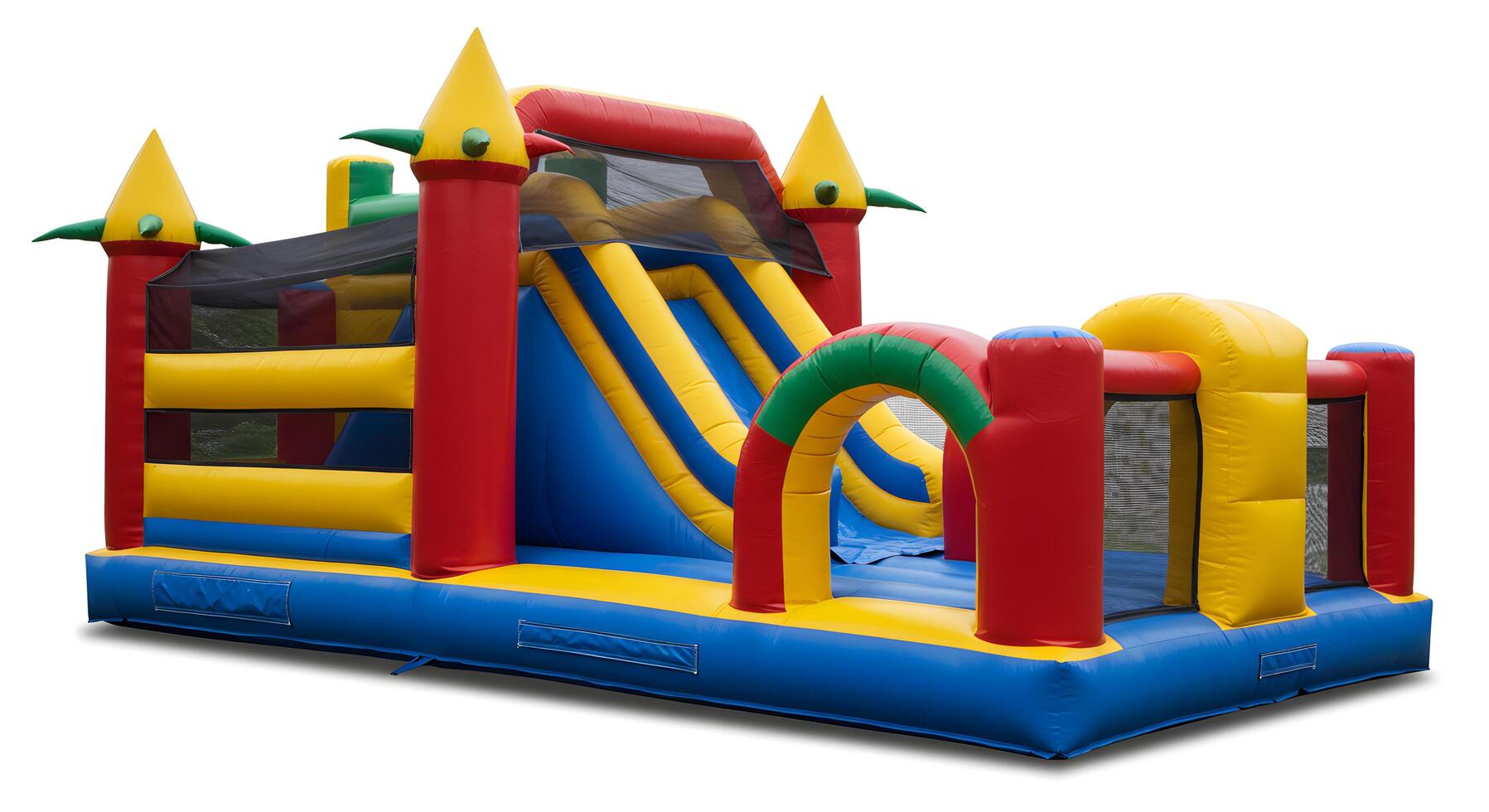 Colorful Inflatable Bounce House with Slides and Play Area for Kids Fun and Entertainment photo