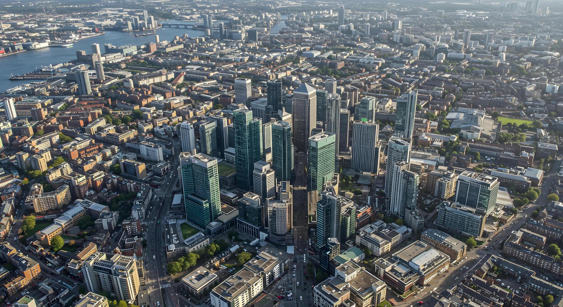 Aerial View of Canary Wharf Skyline, London A Stunning Panorama of Modern Architecture and Urban Development photo