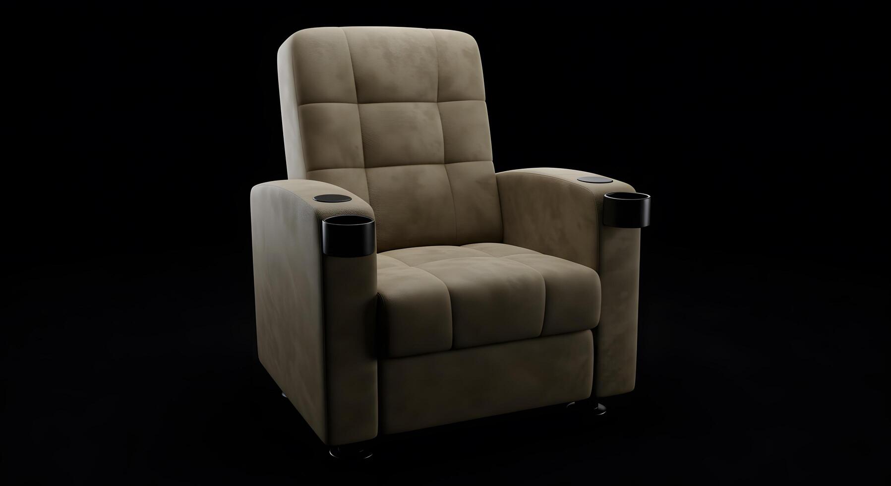 Luxurious Beige Recliner Chair for Home Theater Setup with Cup Holders photo