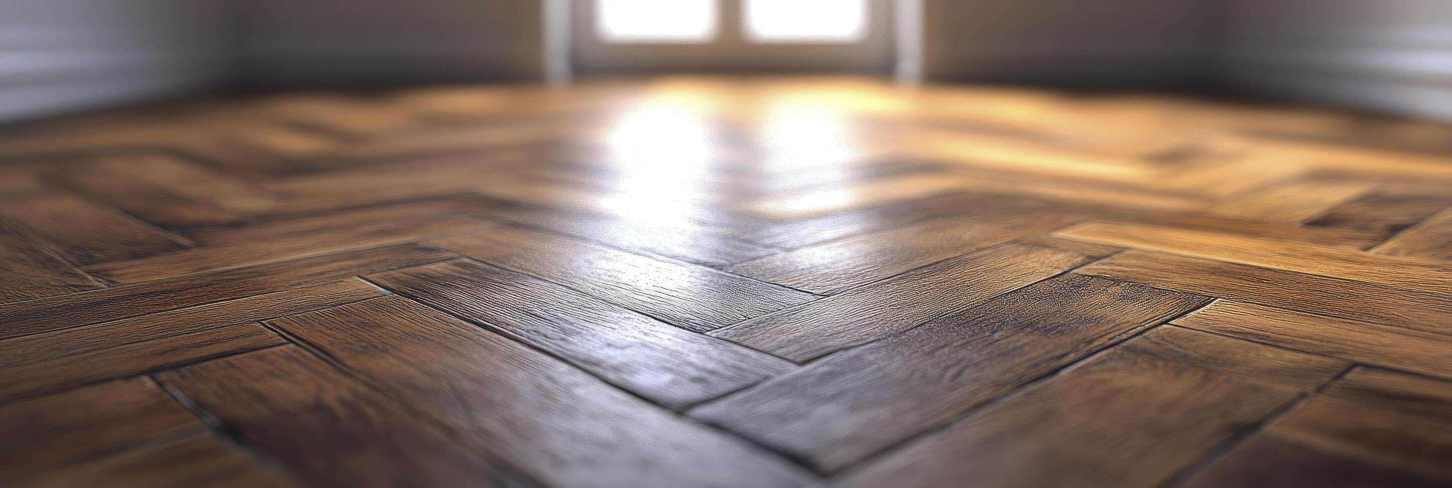 A wooden floor with a shiny finish photo