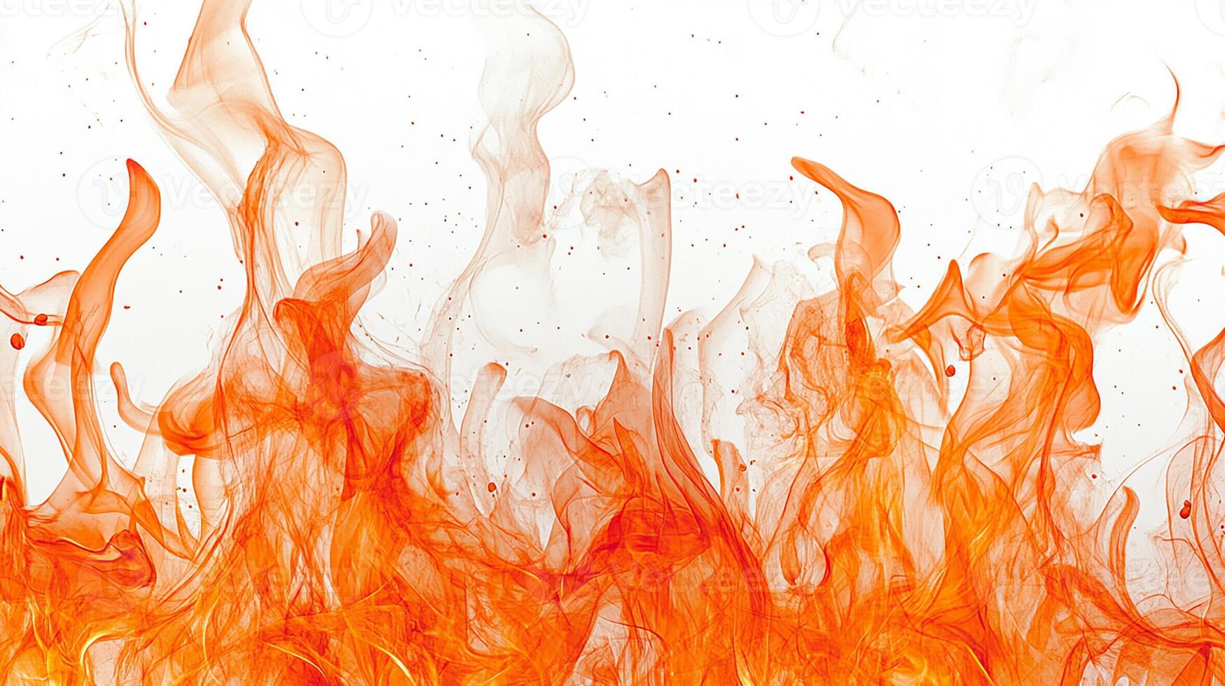 Abstract Orange Flames and Smoke on White Background photo