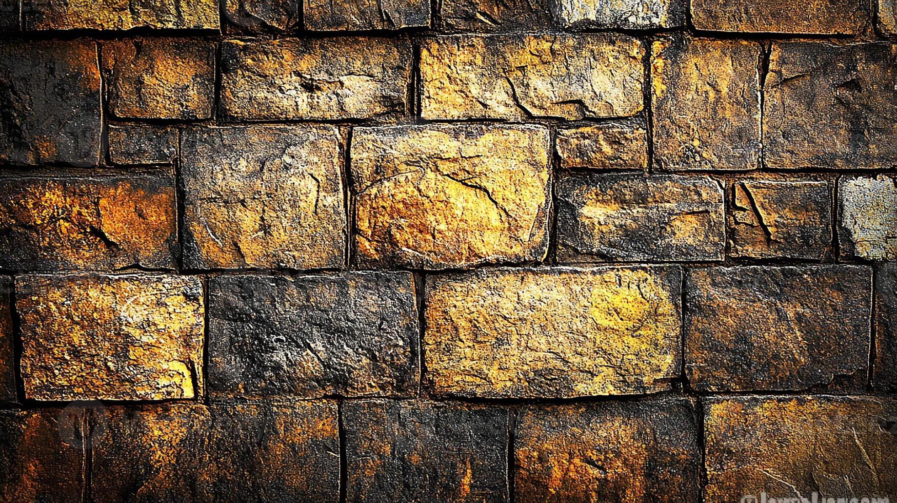 Rustic Stone Wall Texture with Aged Brick Pattern photo