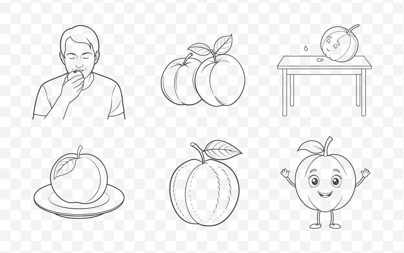 Apricot Fruit Line Art Collection for Creative Design Projects vector