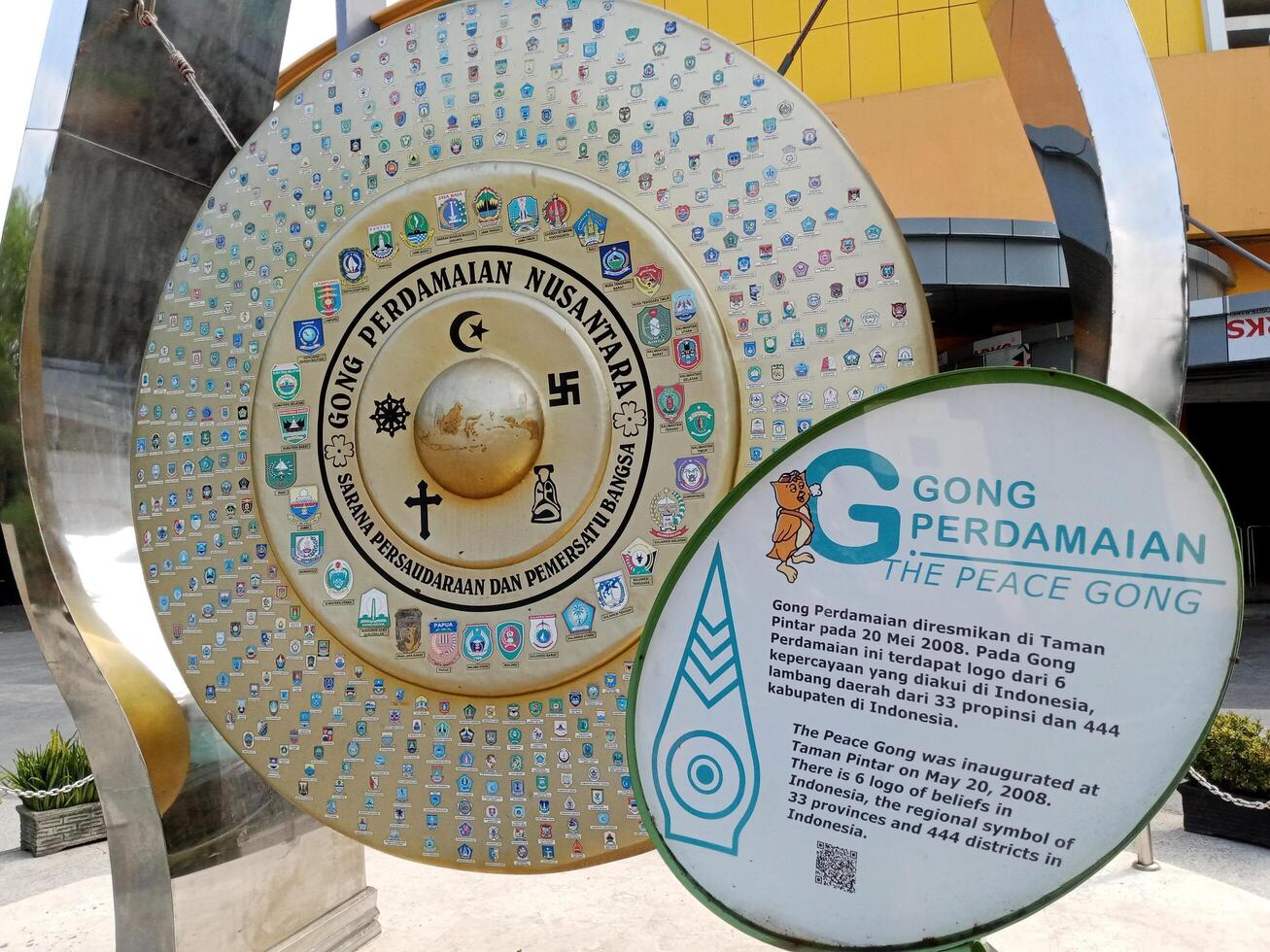 Yogyakarta - Indonesia, July 30, 2024. Archipelago Peace Gong at Yogyakarta Smart Park, symbolizes the unity of districts and cities, provinces and religions in Indonesia photo