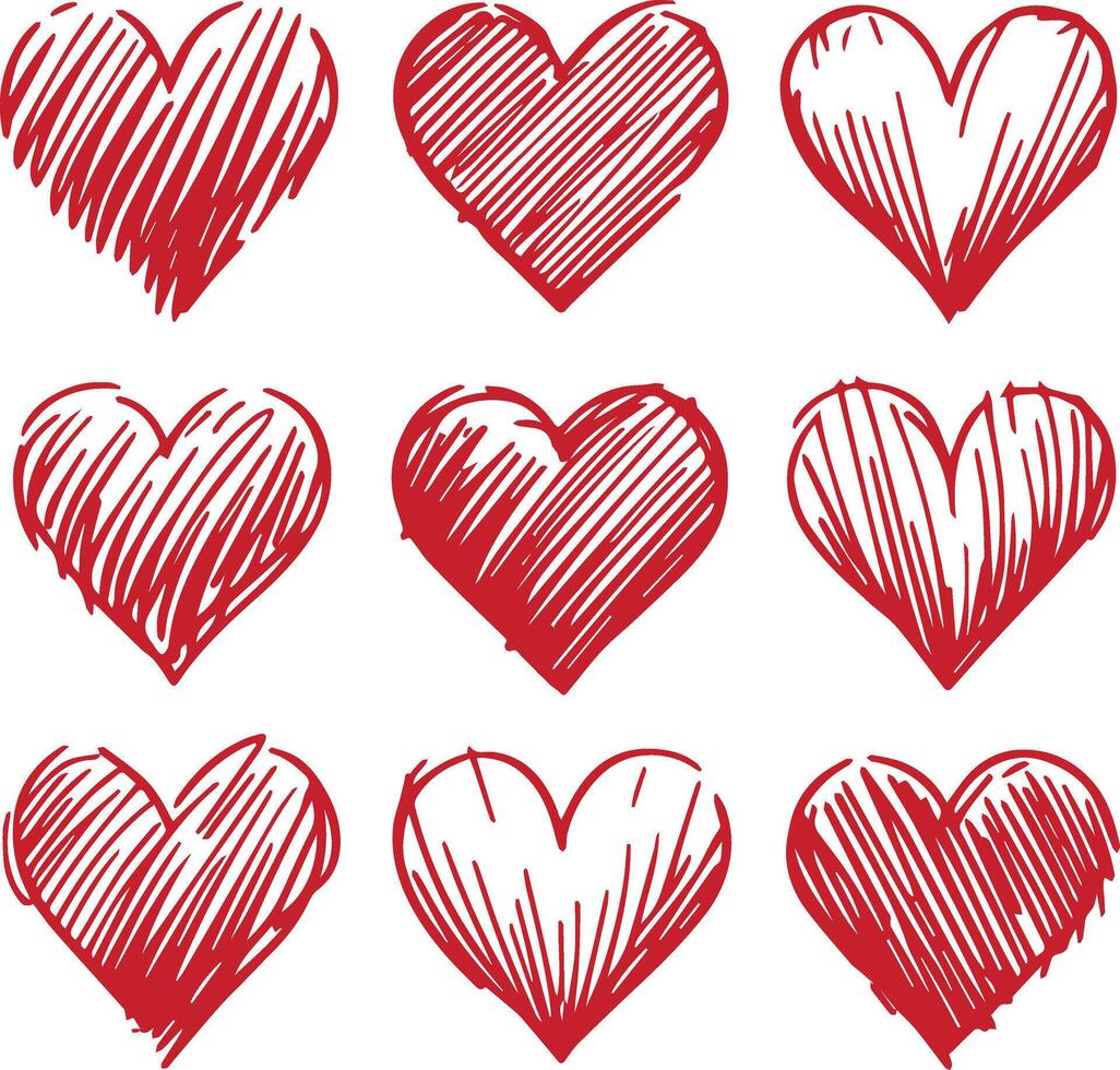 hand drawn heart illustration vector