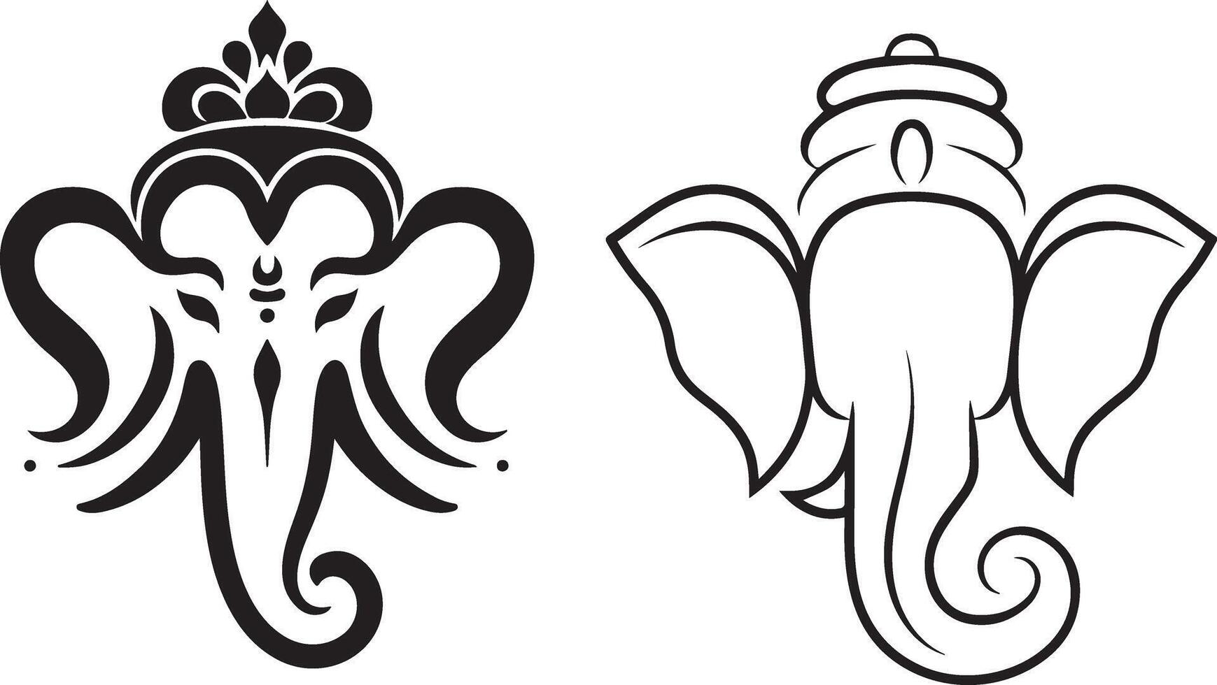 two different designs of the elephant and the elephant head vector