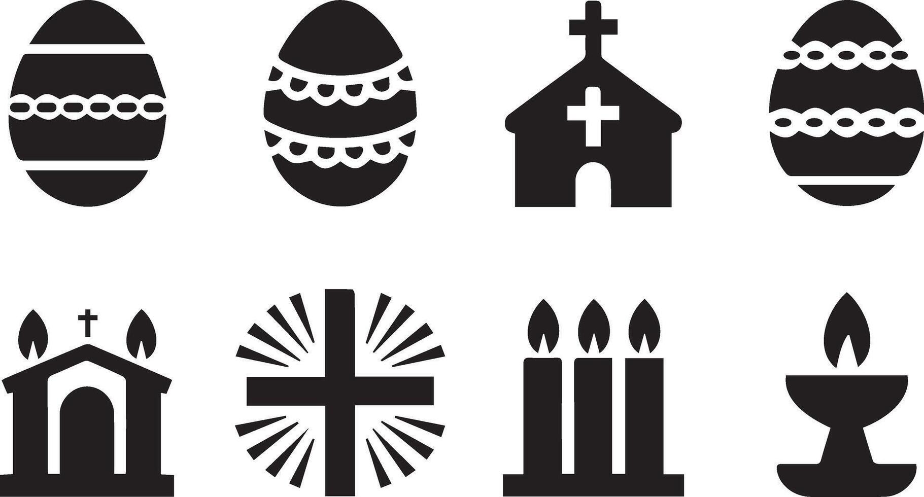 Happy Easter Symbols Silhouette Set vector