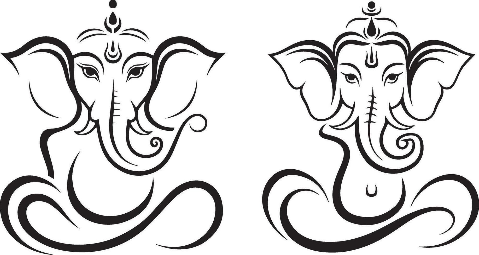 two ganesha elephants are sitting on a white background vector