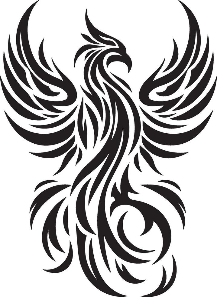 a black and white phoenix tattoo design vector