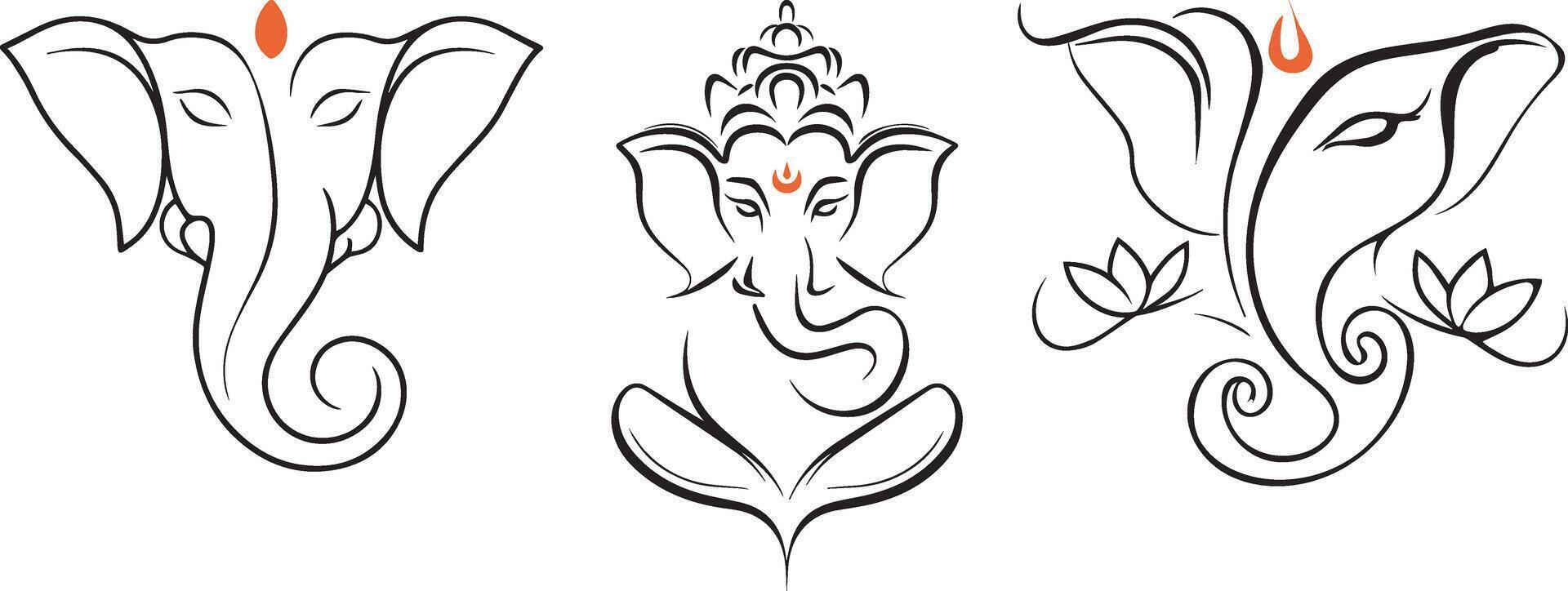 three different designs of elephant heads vector