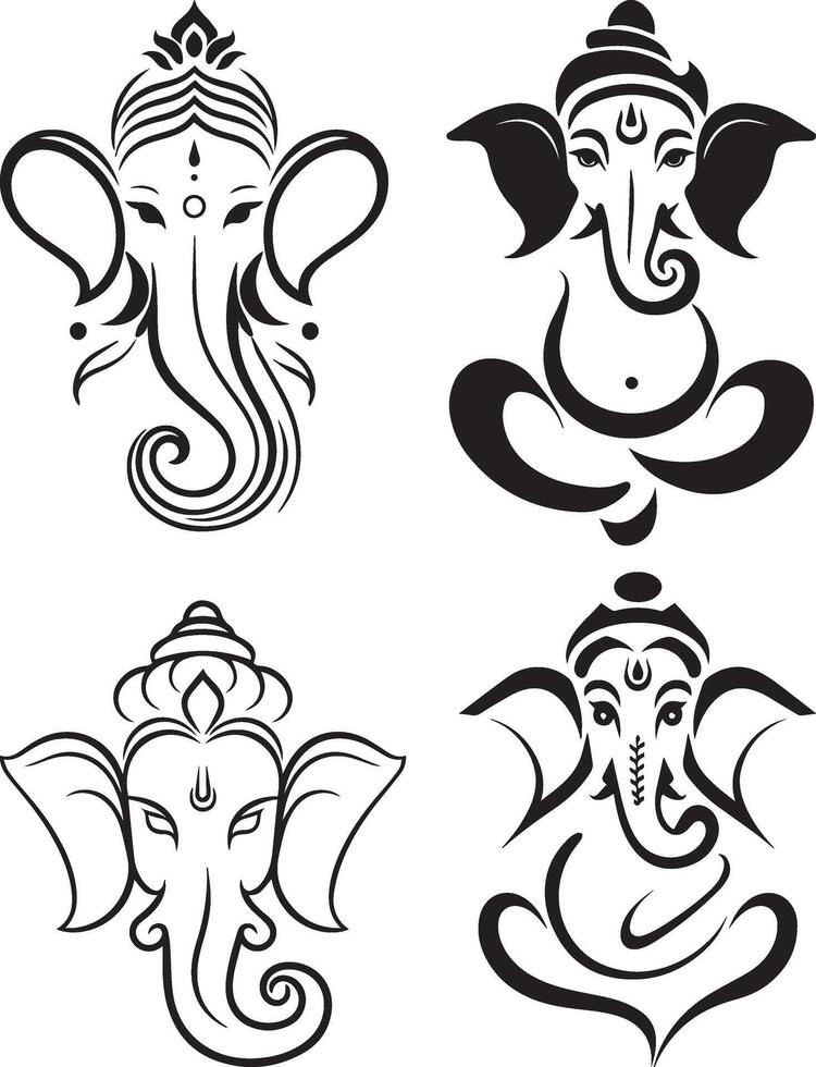 Sankashti Chaturthi Line Art vector