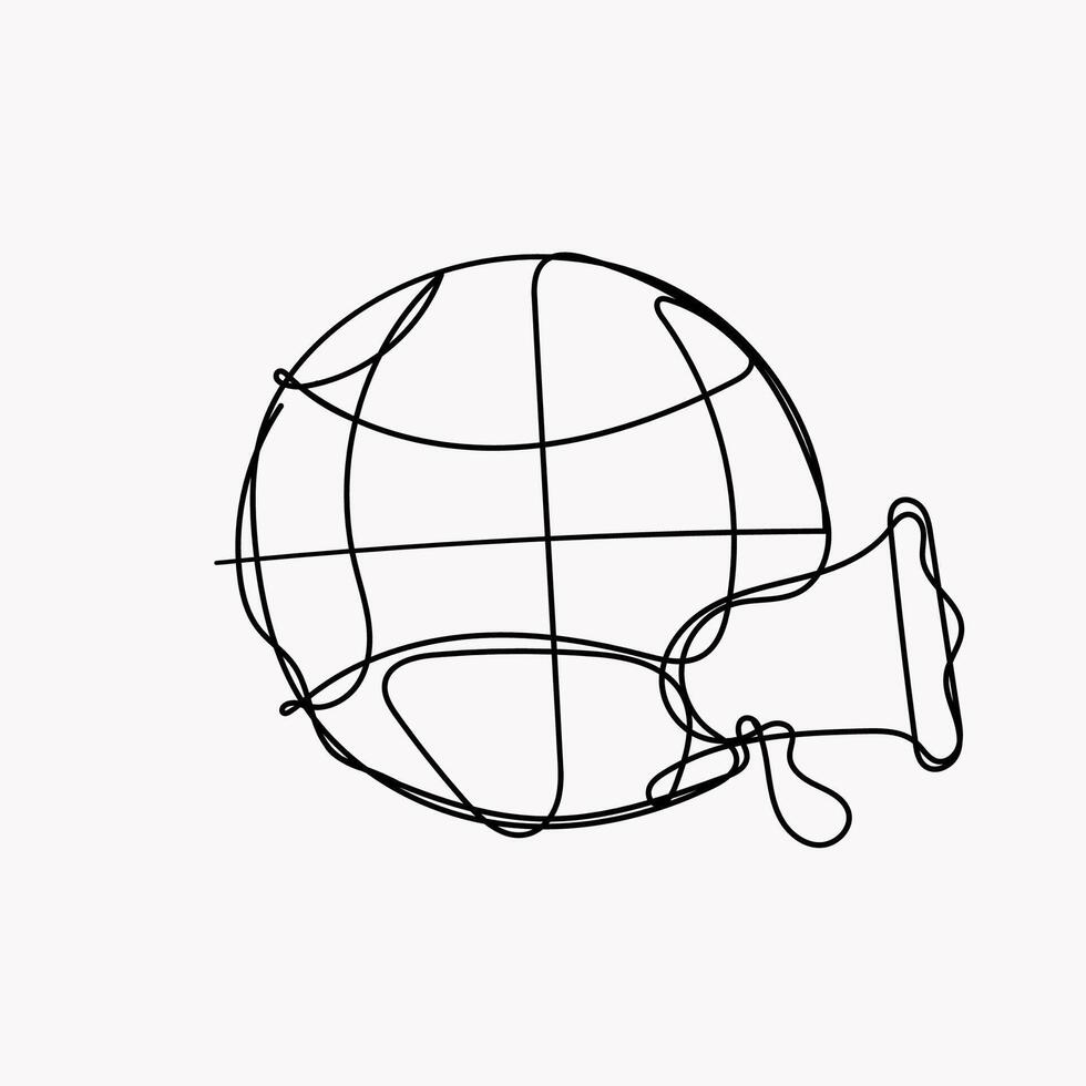 a drawing of a globe with a megaphone vector